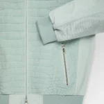 Mint Green Nubuck Crocodile Bomber Jacket