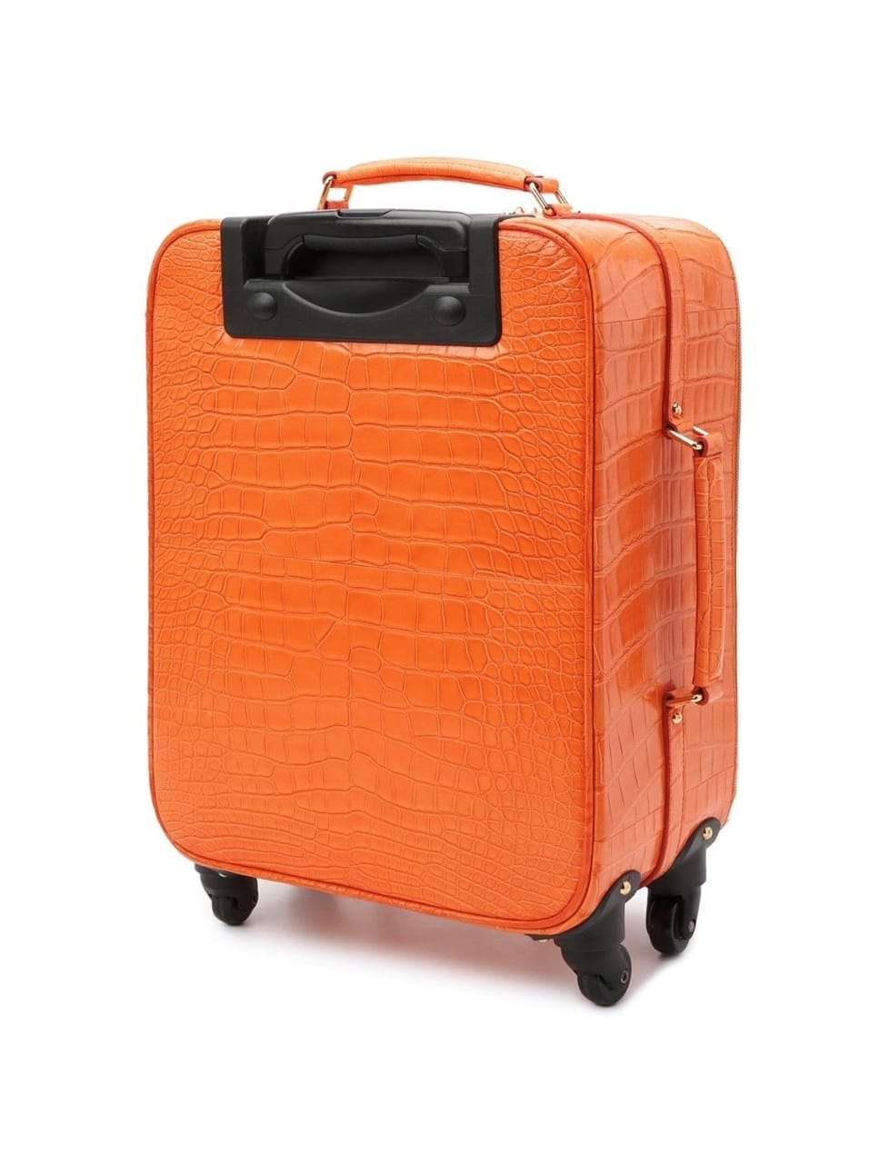ظهر حقيبة سفر برتقالية من جلد التمساح