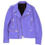 PURPLE SUEDE BIKER JACKET FRONT