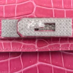 Pink Crocodile Clutch Kelly Cut Diamonds
