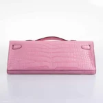 Pink Crocodile Clutch Kelly Cut Diamonds