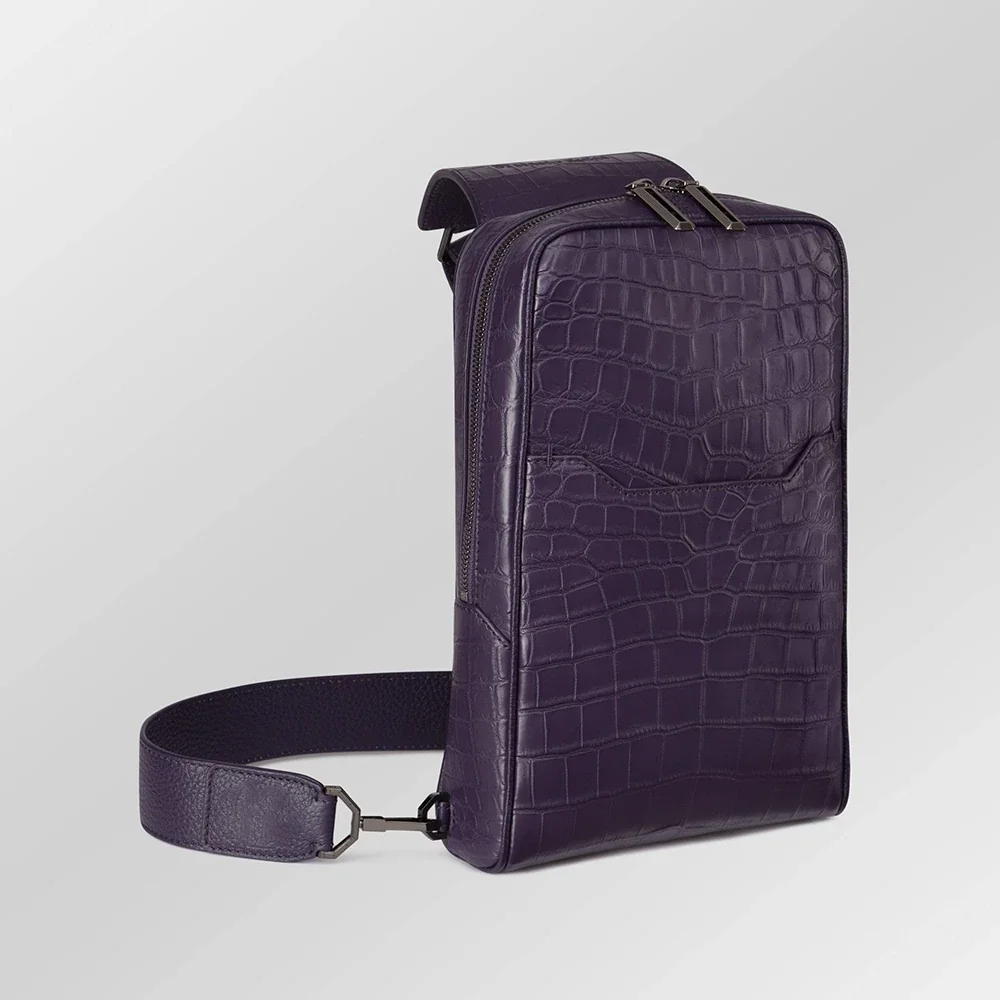Purple Crocodile Sling Bag