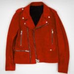 RED SUEDE BIKER JACKET FRONT