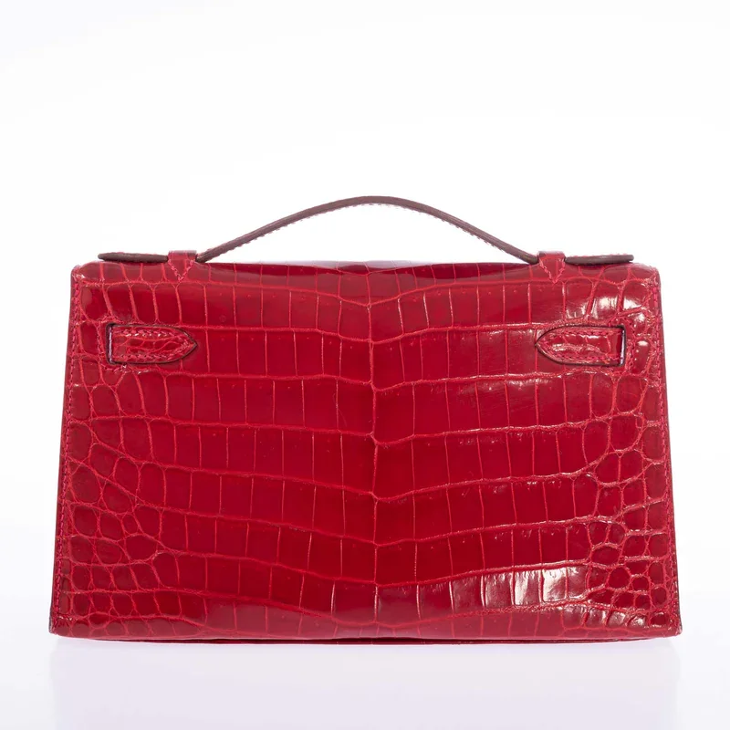 Red Crocodile Clutch Bag Kelly Pochette back