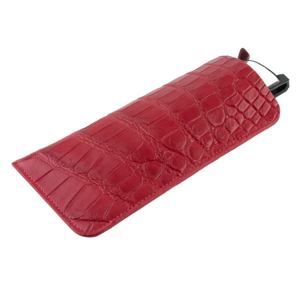 Red Crocodile Glasses Case