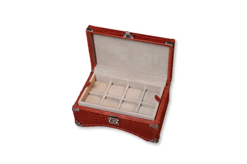 Red Crocodile Watch Box Lux open