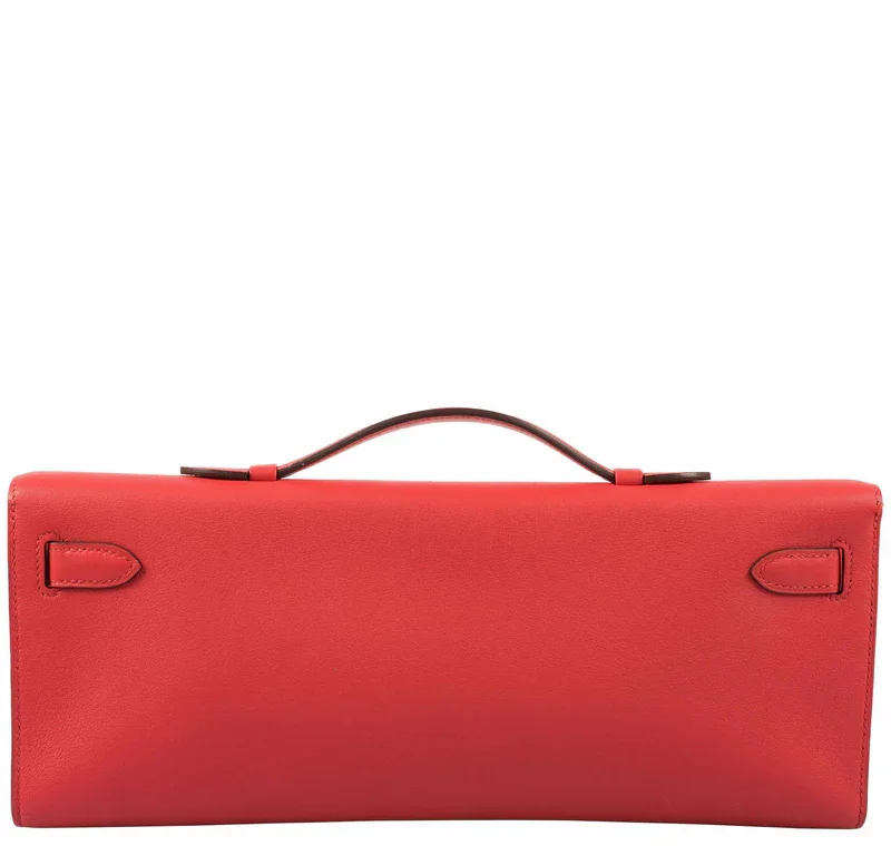 红色皮革手拿包 Kelly Cut 背面