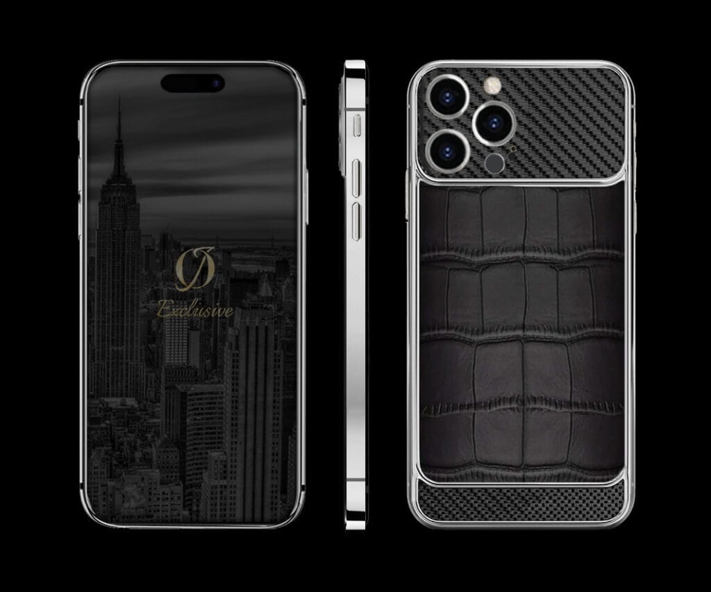 SILVER IPHONE 14 PRO MAX CROCODILE CARBON