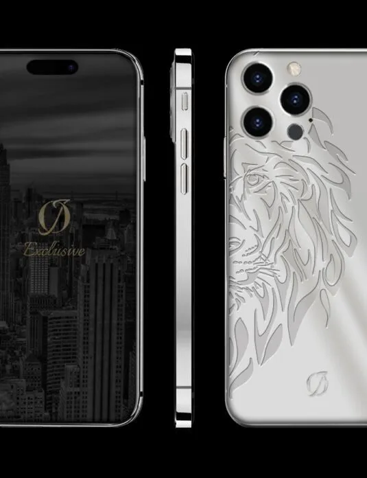 DISEÑO DE LEÓN IPHONE 14 PRO MAX PLATA