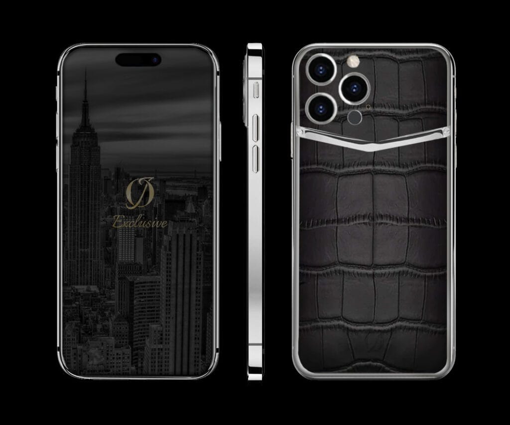 SILVER IPHONE 14 PRO MAX black crocodile V