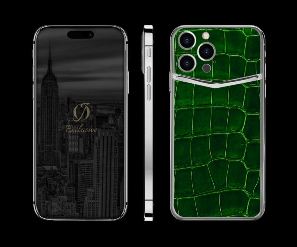 SILVER IPHONE 14 PRO MAX green crocodile V