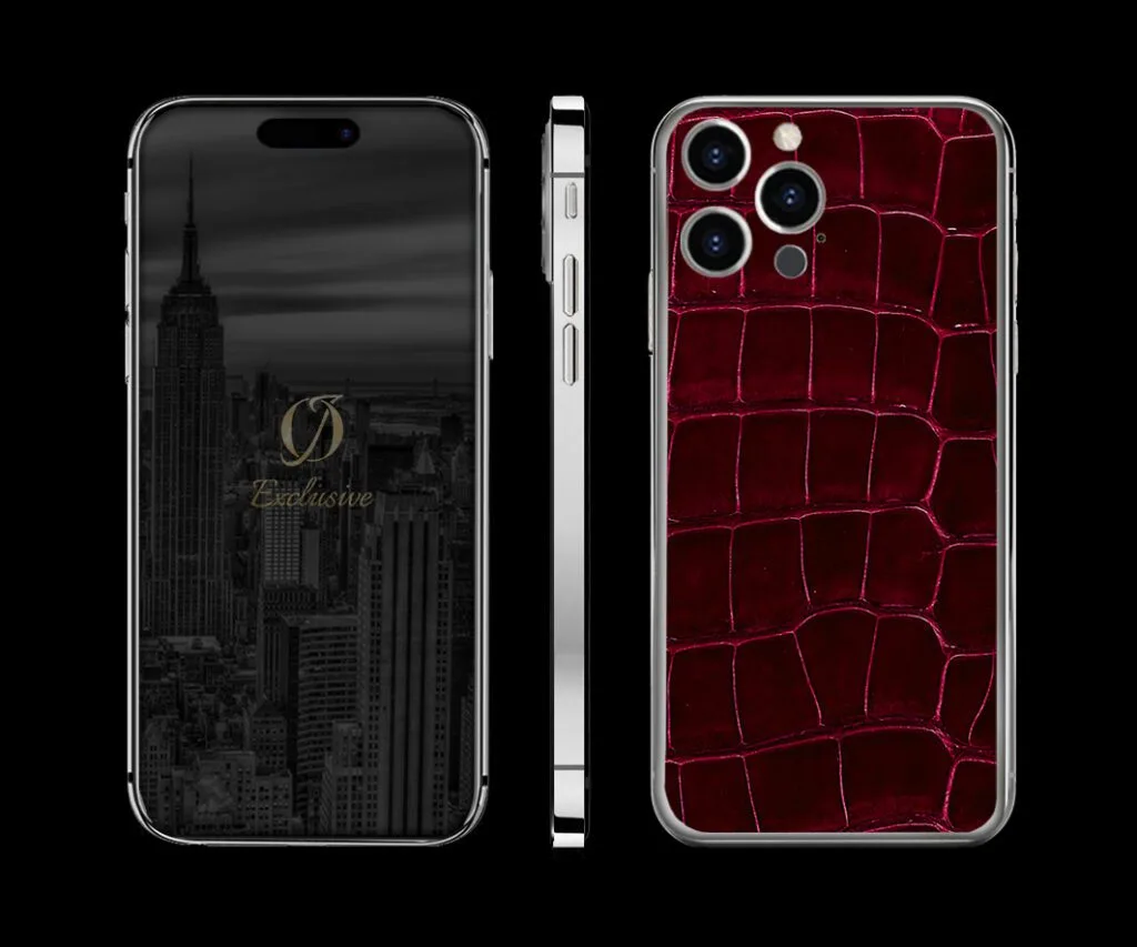 SILVER IPHONE 14 PRO MAX red crocodile