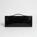Shiny Black Crocodile Clutch Kelly