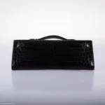 Shiny Purple Crocodile Clutch Cut