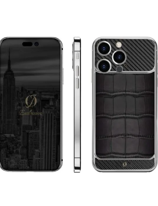 Silver iphone 16 pro max carbon crocodile