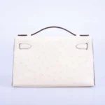 白色鸵鸟皮手提包 Kelly 20厘米