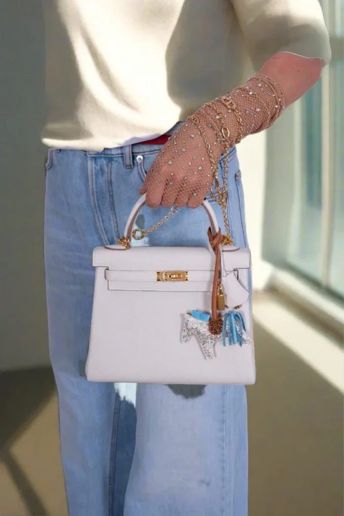 White Togo Handbag Kelly 25cm back