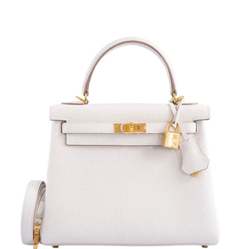 White Togo Handbag Kelly 25cm