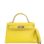 Yellow Leather Mini Handbag Kelly 20cm
