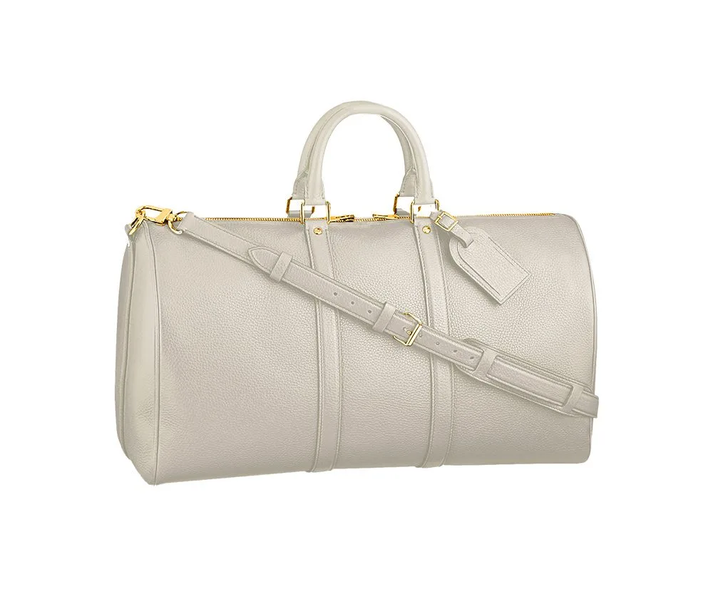 米白色皮革旅行袋 周末款