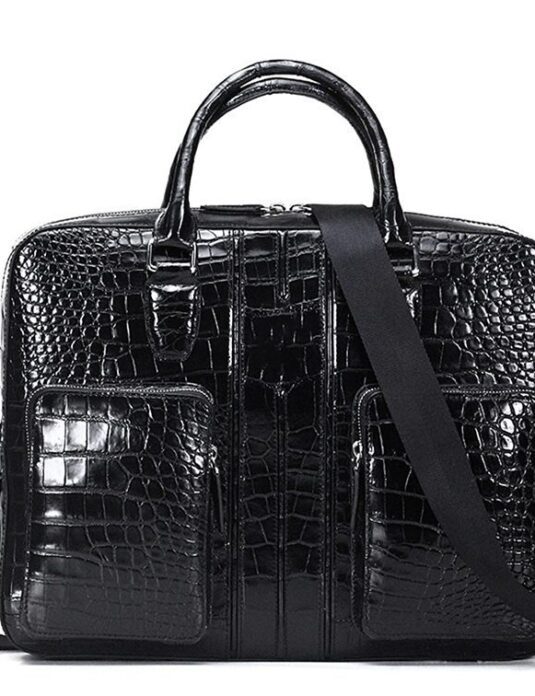 luxury briefcase crocodile leather