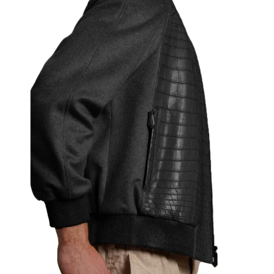 black cashmere crocodile jacket side