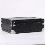 black crocodile embossed leather trunk