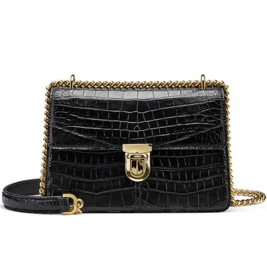 Black crocodile shoulder bag purse