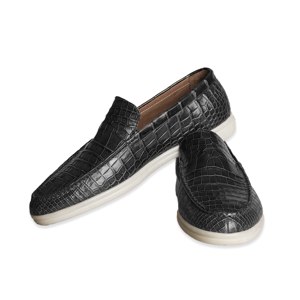 black crocodile loafer shoes
