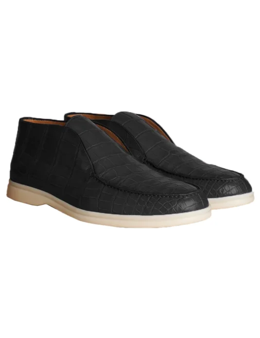 black crocodile shoes open walk design