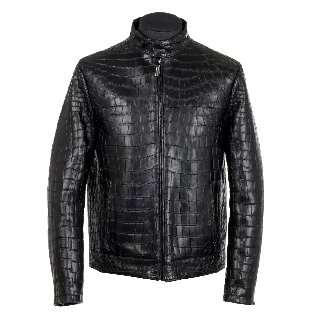 Men's Alligator Leather Jacket Slim Fit Tucker Coat
