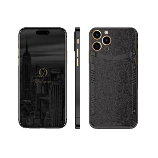 gold black iphone 15 pro max flower edition