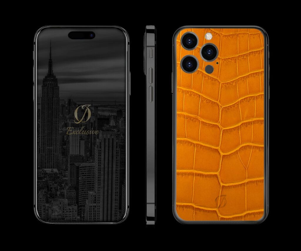 black iphone 14 pro cognac crocodile
