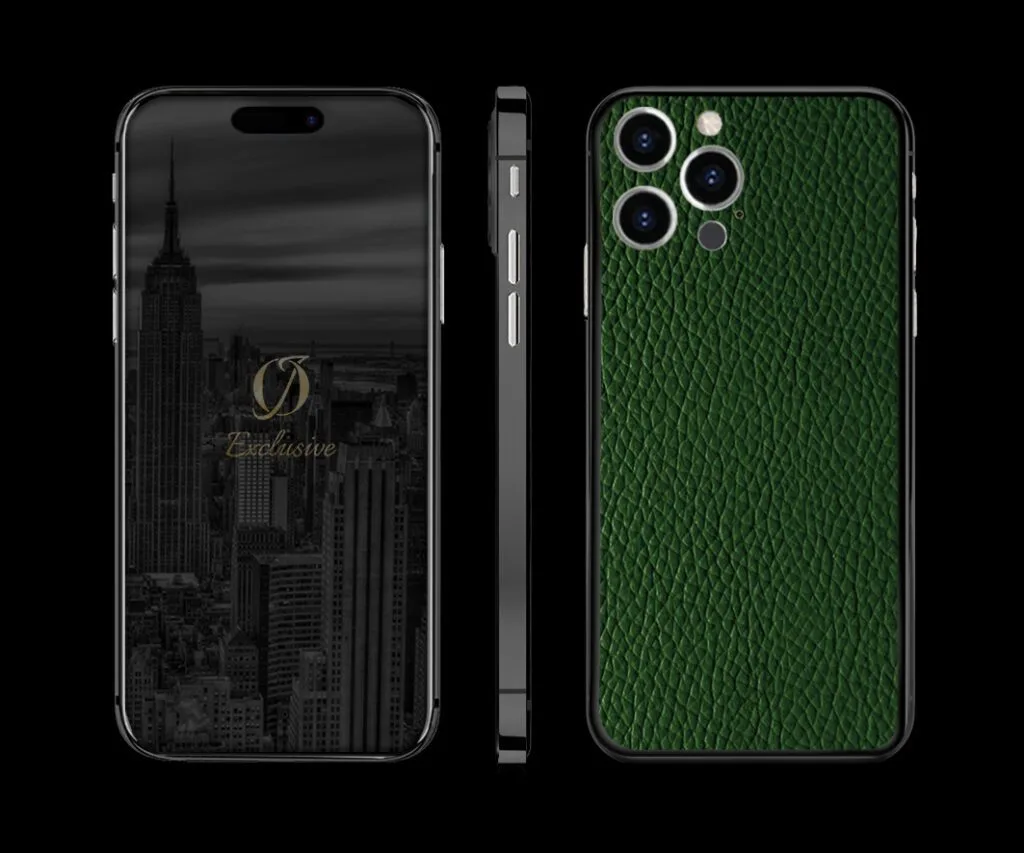 noir iphone 14 pro cuir vert
