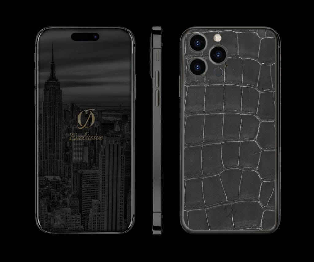 black iphone 14 pro grey crocodile