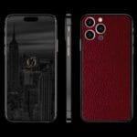 black iphone 14 pro red leather