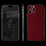 iphone 14 pro rouge cuir noir