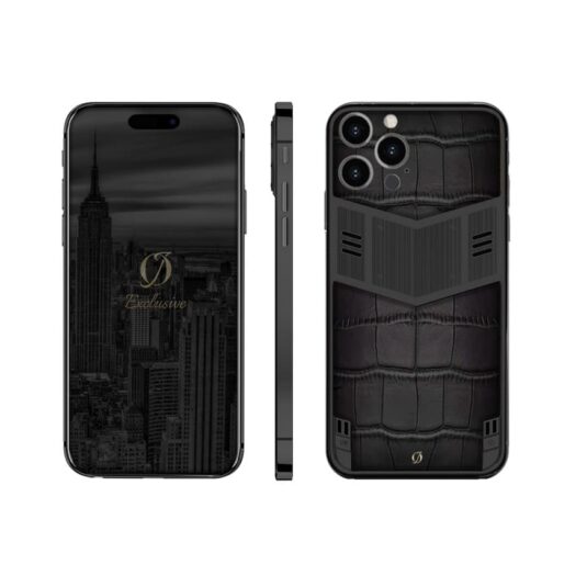 black iphone 15 pro max crocodile V design