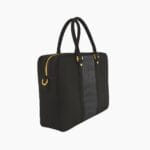 Schwarze Leder-Aktentasche mit Krokodil