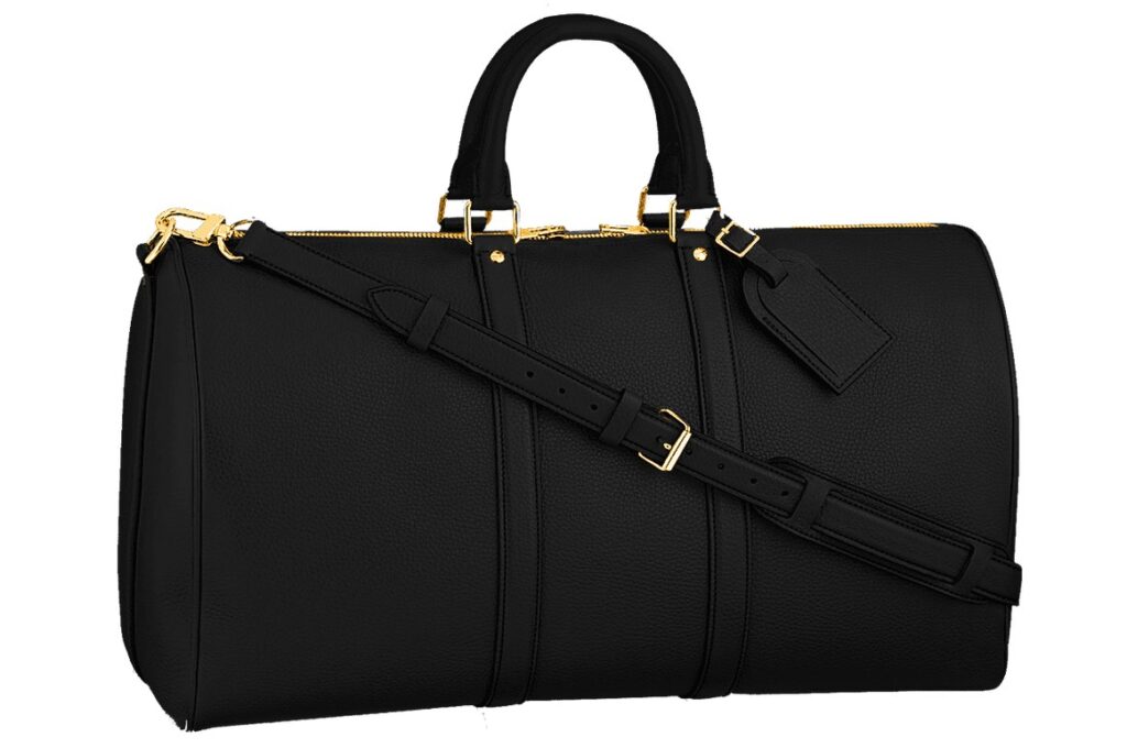 black leather duffle weekender bag lv design