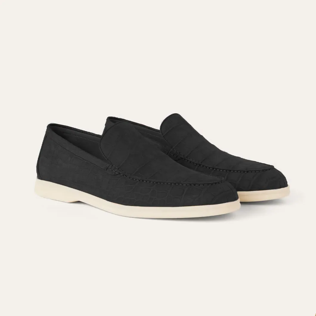 Black Nubuck Crocodile Summer Walk Shoesmer walk