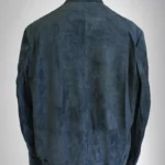 蓝色磨砂鳄鱼皮绒面革皮夹克