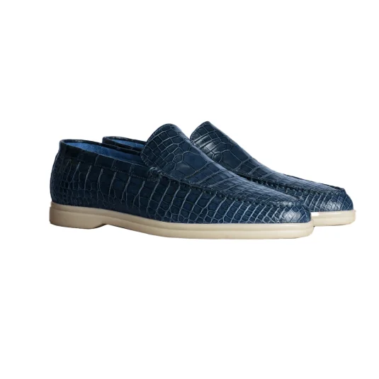 blue crocodile loafer shoesside