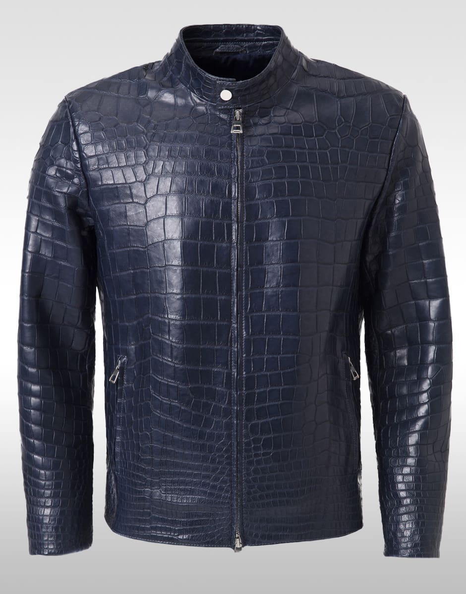 blue crocodile jacket closed