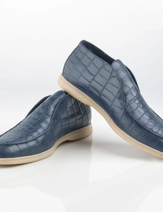 blue crocodile summer walk shoes front