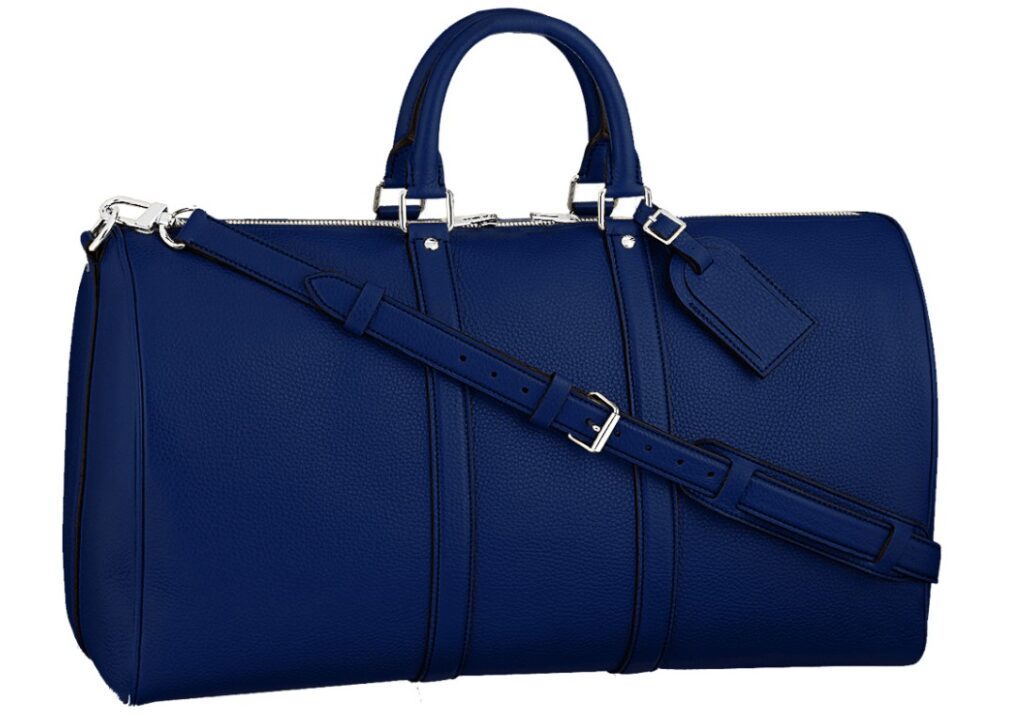 blue leather duffle weekender bag lv design