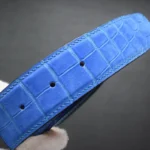 Blue nubuck crocodile belt