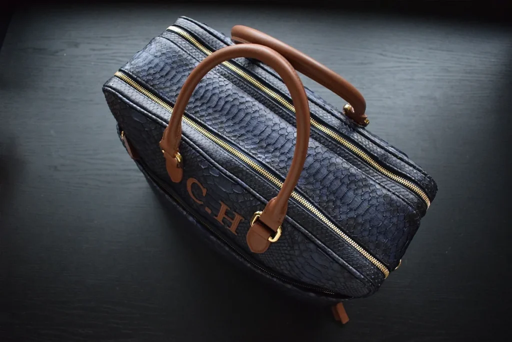 blue python briefcase full