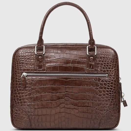 brown crocodile Alligator Leather Briefcase Laptop Bag for Men2