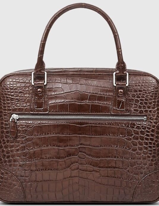 brown crocodile Alligator Leather Briefcase Laptop Bag for Men2